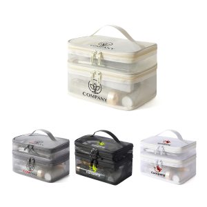 Nylon Mesh Sheer Double Layer Cosmetic Bag