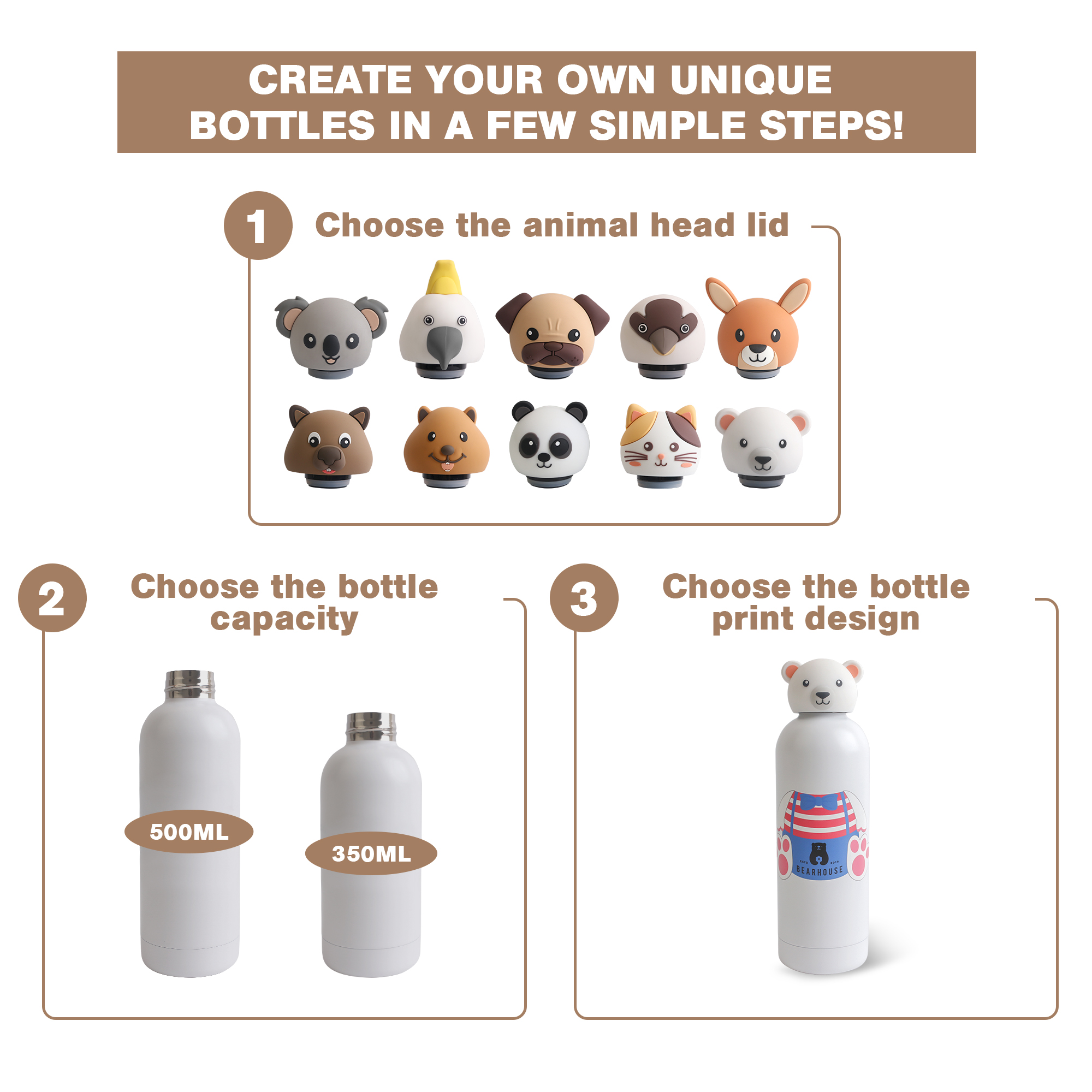 Double Wall Vacuum Bottle with Animal Head - Image 16
