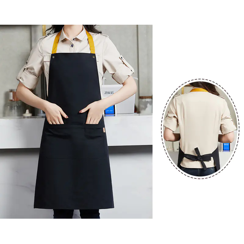 Poly-Cotton Canvas Full Bib Apron With Colour Neck Strap - Image 7