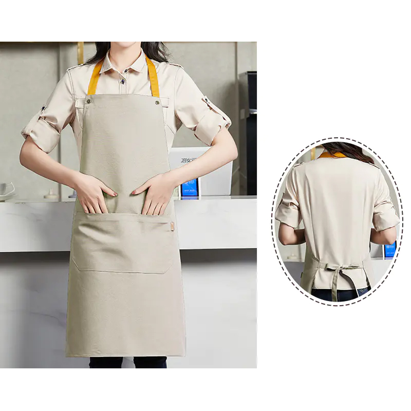 Poly-Cotton Canvas Full Bib Apron With Colour Neck Strap - Image 2