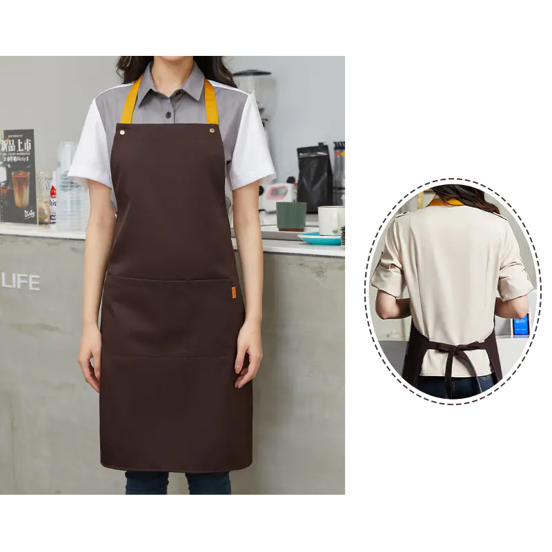 Poly-Cotton Canvas Full Bib Apron With Colour Neck Strap - Image 9