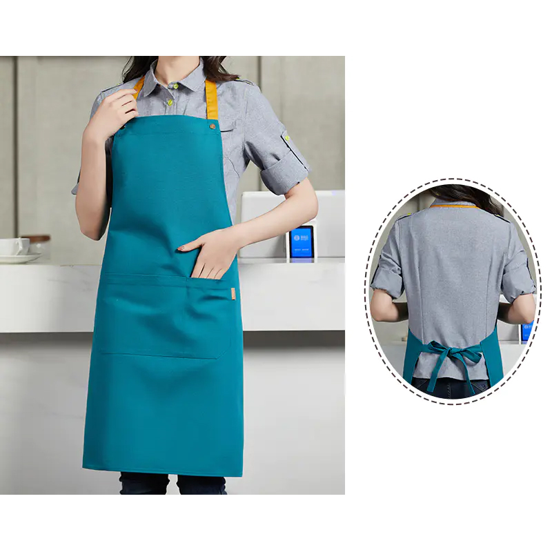 Poly-Cotton Canvas Full Bib Apron With Colour Neck Strap - Image 8
