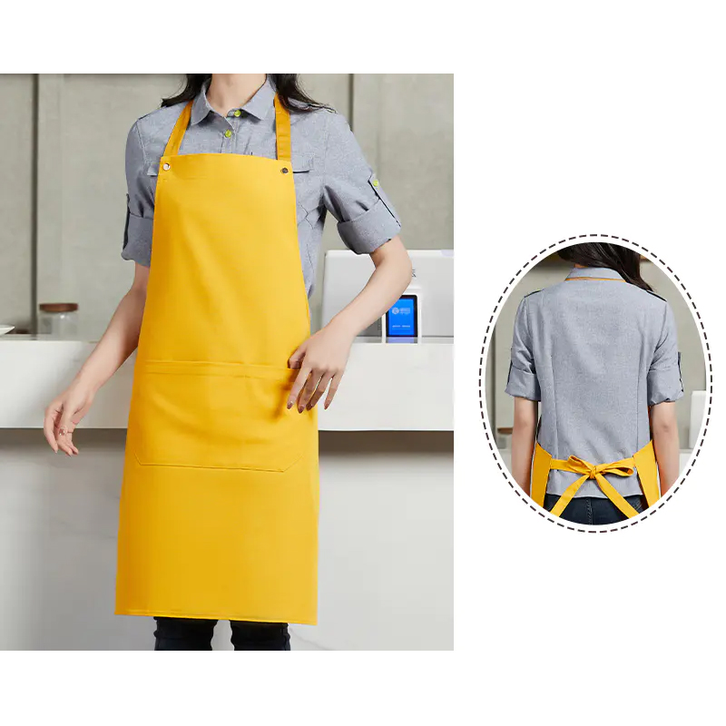 Poly-Cotton Canvas Full Bib Apron With Colour Neck Strap - Image 5