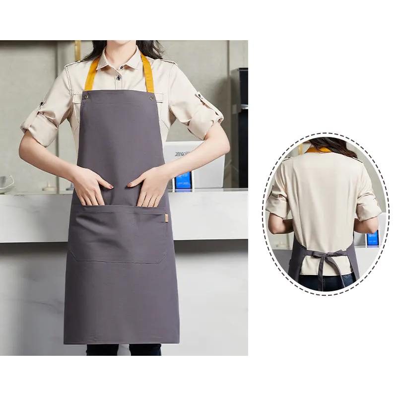 Poly-Cotton Canvas Full Bib Apron With Colour Neck Strap - Image 6