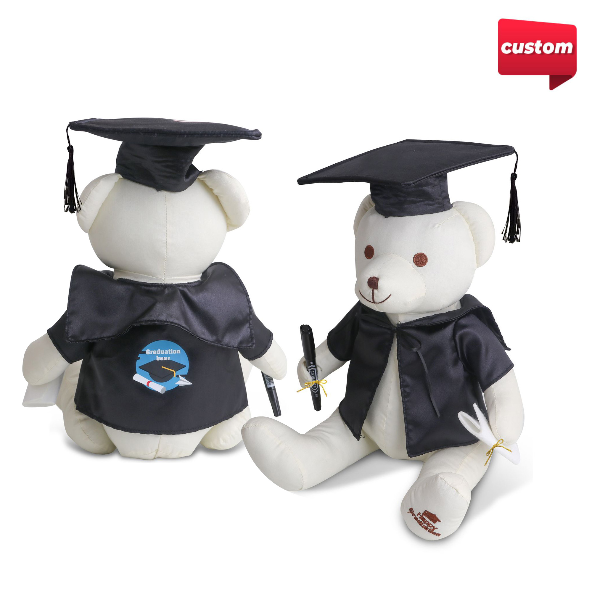Graduation Signature Calico Bear with Pen