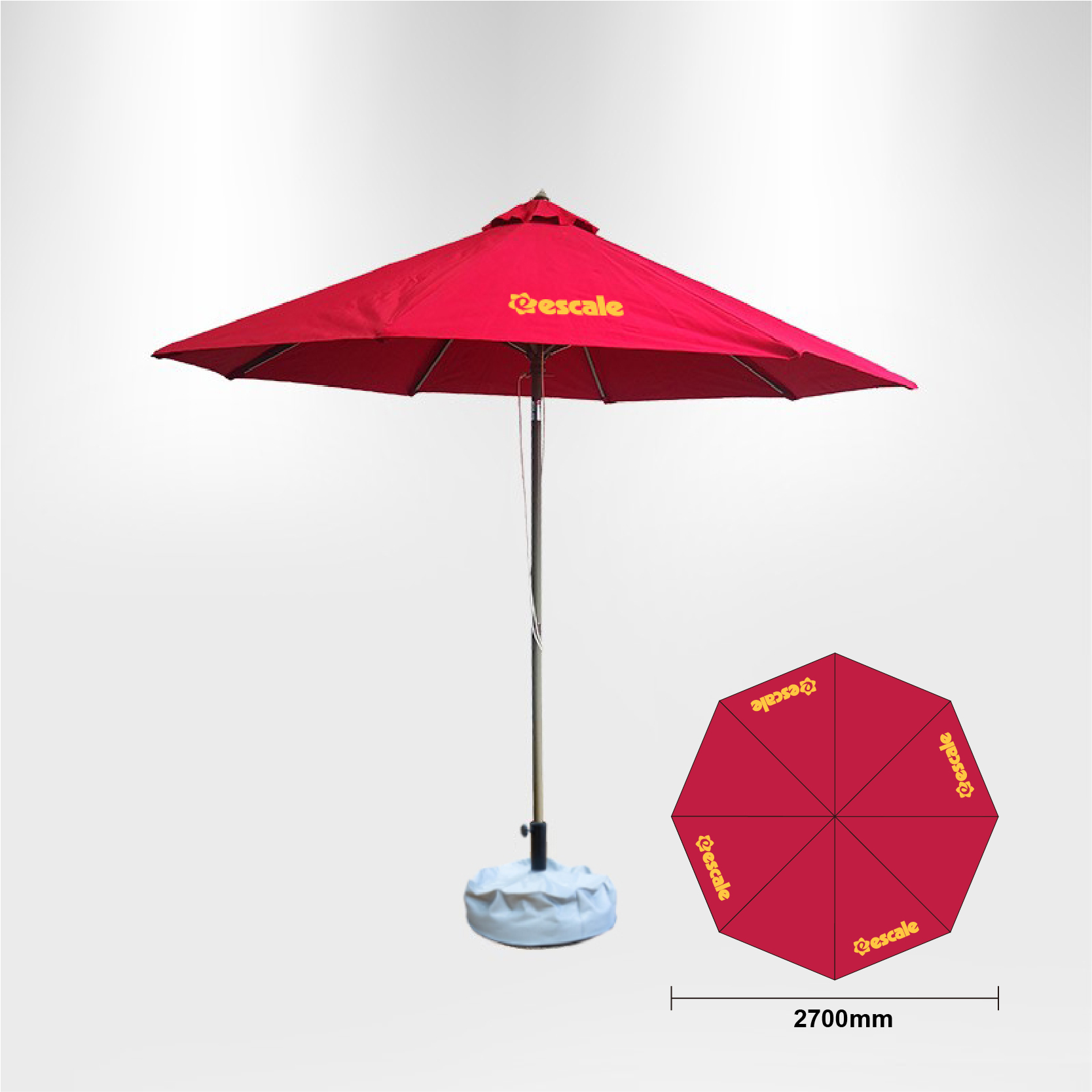 2.7x2.7m Tilting Stock Colour Commercial Market Umbrella - Image 2