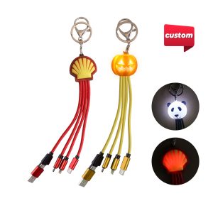 Custom Shape Light Up Charging Cable with Keyring