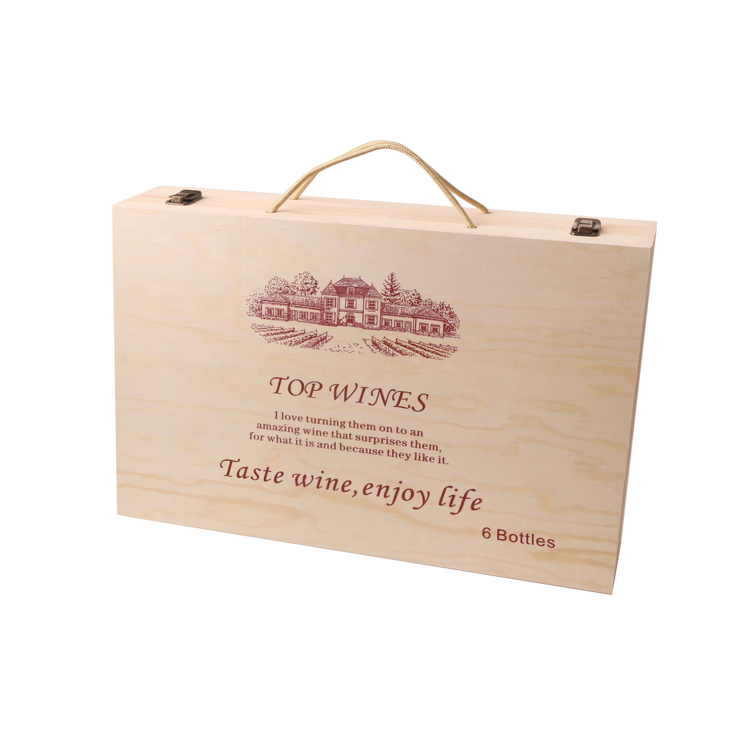 Six Bottles Vintage Wooden Wine Box - Image 2