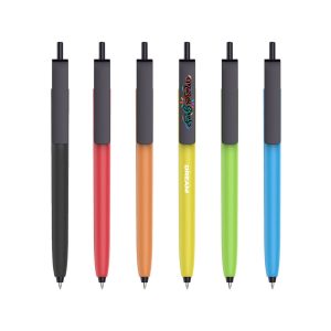 Push Button Pen - Colour Barrel with Black Cap