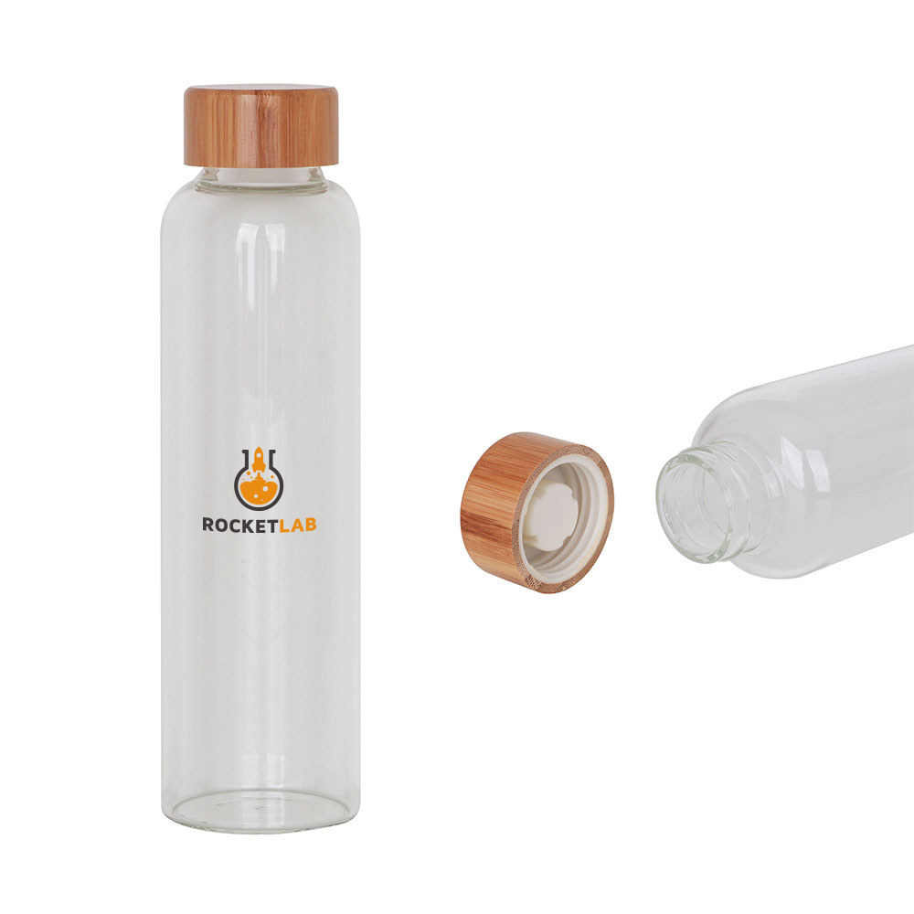 550ml Glass Drink Bottle with Bamboo Lid - Image 2