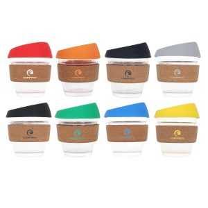 8 OZ Reusable Glass Coffee Cup with Cork Band