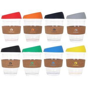 12 OZ Reuasble Glass Coffee Cup with Cork Band