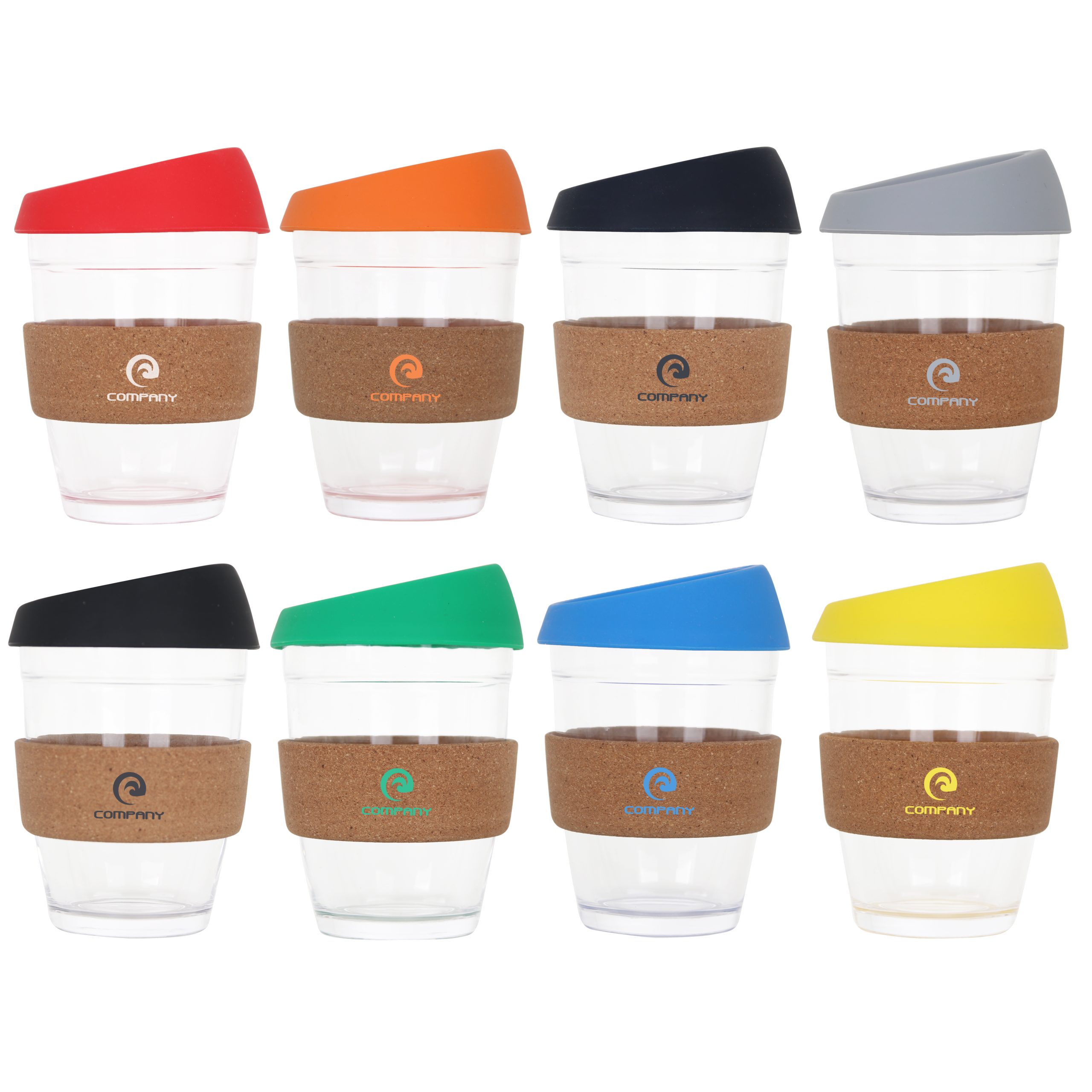 12 OZ Reuasble Glass Coffee Cup with Cork Band