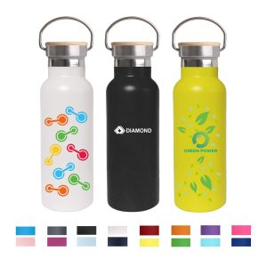 500ml Double Wall Vacuum Bottle with Bamboo Lid