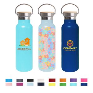 600ml Double Wall Vacuum Bottle with Bamboo Lid