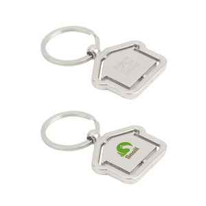 Spinning House Metal Keyring