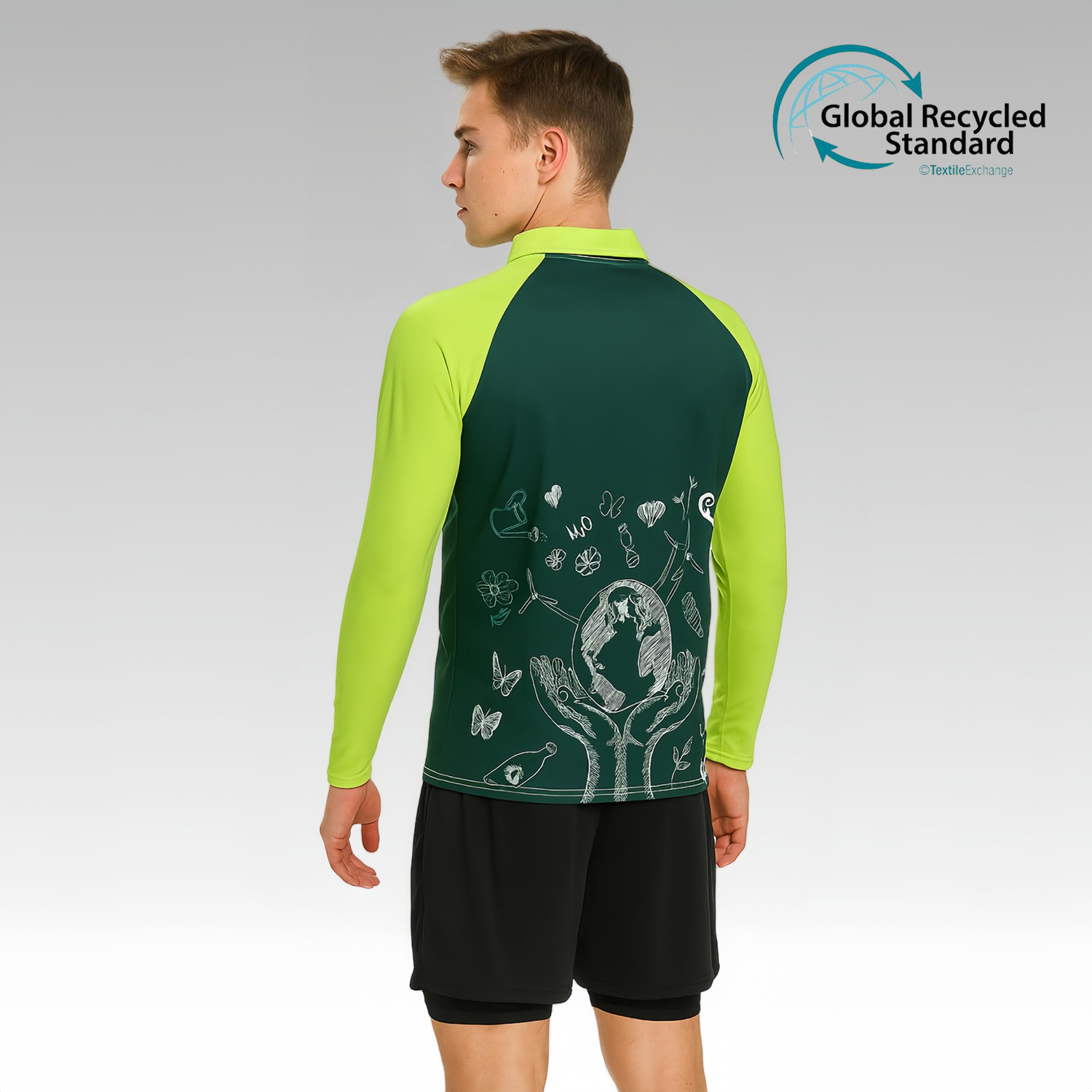 Unisex Adults RPET Micro Mesh Sublimated Raglan Long Sleeves POLO - Image 3