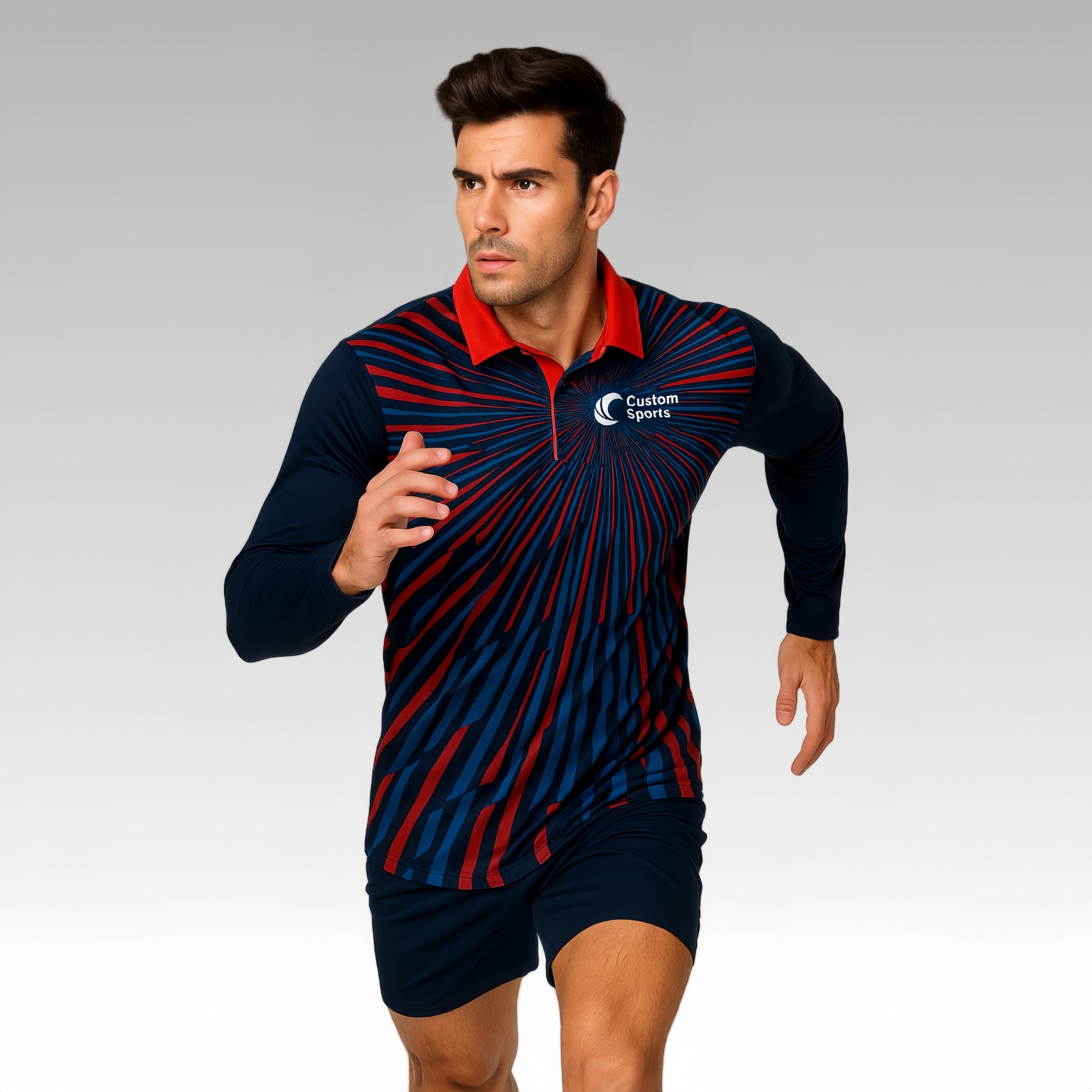 100% Poly Micro Mesh Sublimated Sport Long Sleeves POLO - Image 2