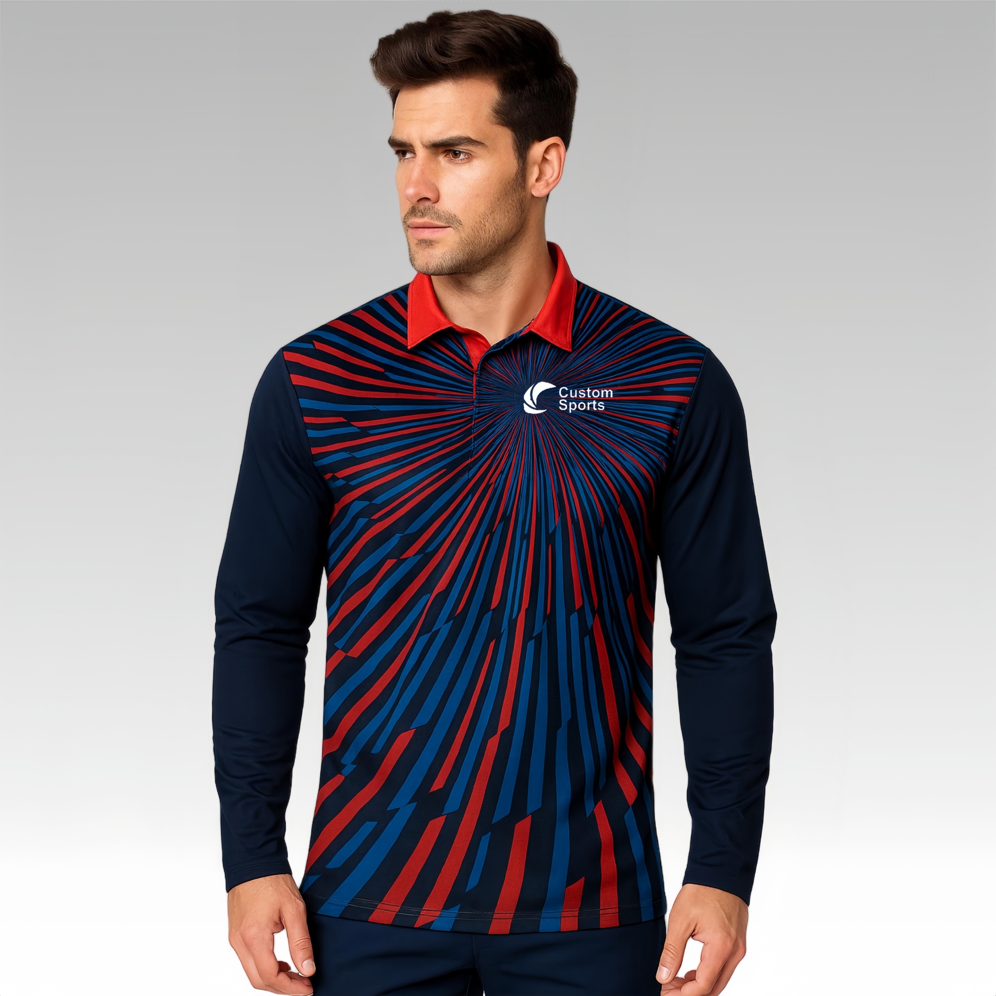100% Poly Micro Mesh Sublimated Sport Long Sleeves POLO
