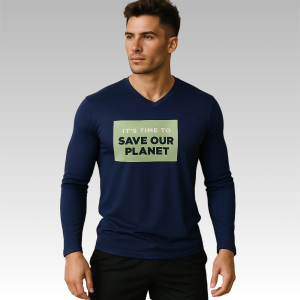 Unisex Adults RPET Milk Silk Sublimated V-Neck Long Sleeves Shirt