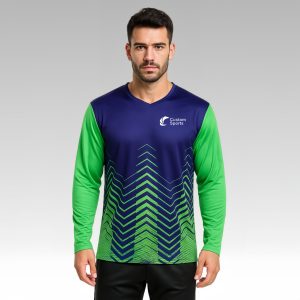 Unisex Adults 100% Poly Milk Silk Sublimated Long Sleeves V-Neck Shirt