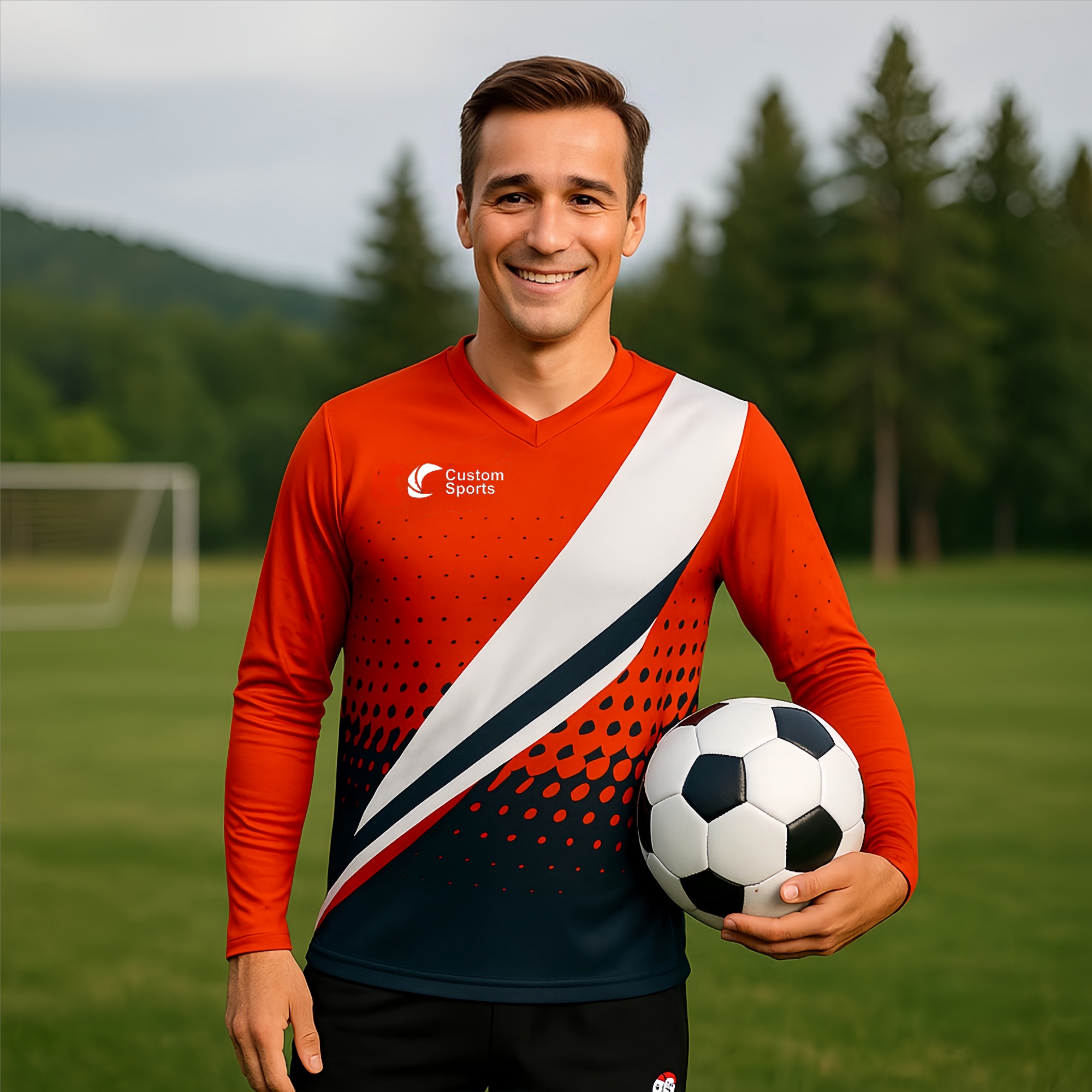 Unisex Adults 100% Polyester Micro Mesh V-Neck Long Sleeves Football Jersey - Image 3