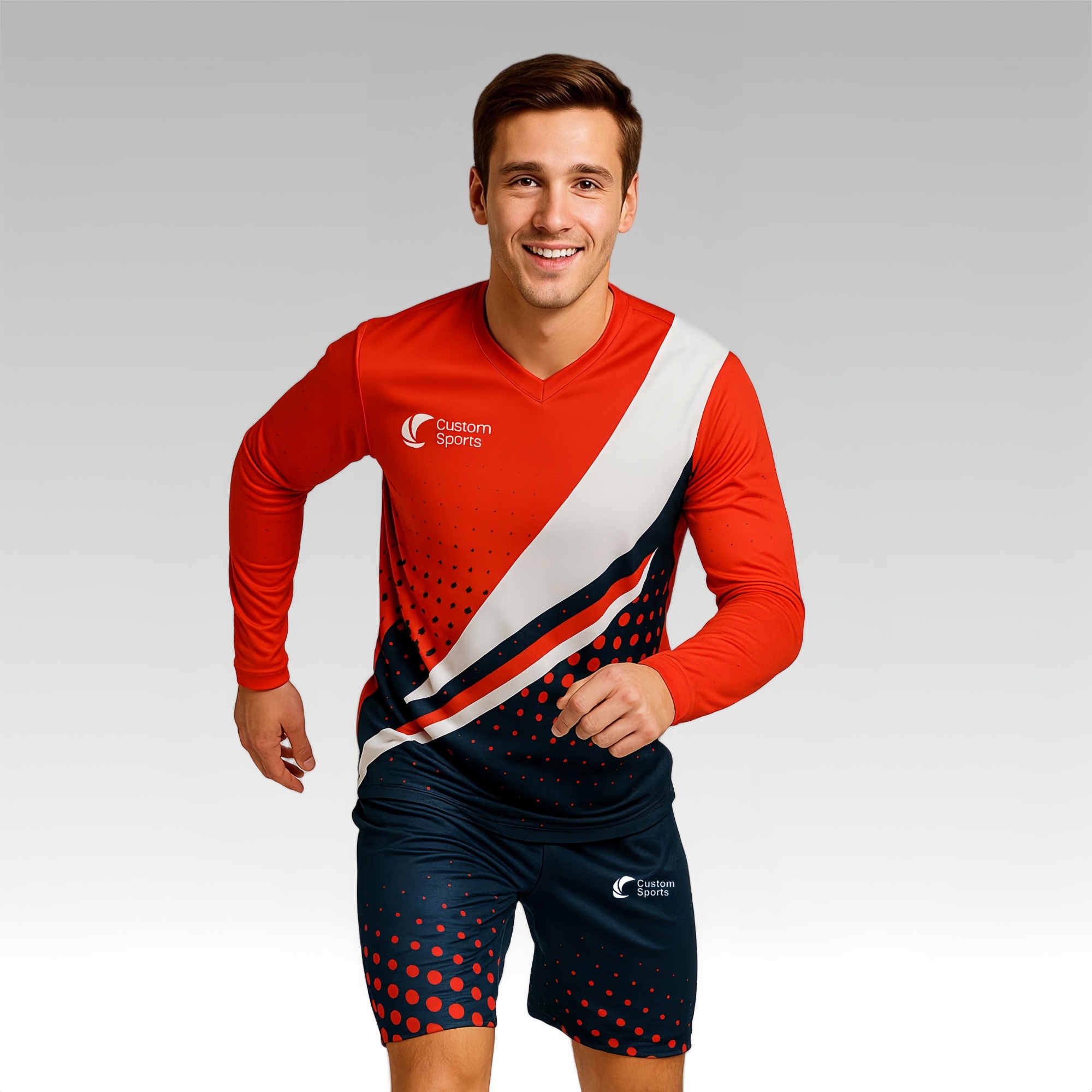 Unisex Adults 100% Polyester Micro Mesh V-Neck Long Sleeves Football Jersey - Image 2