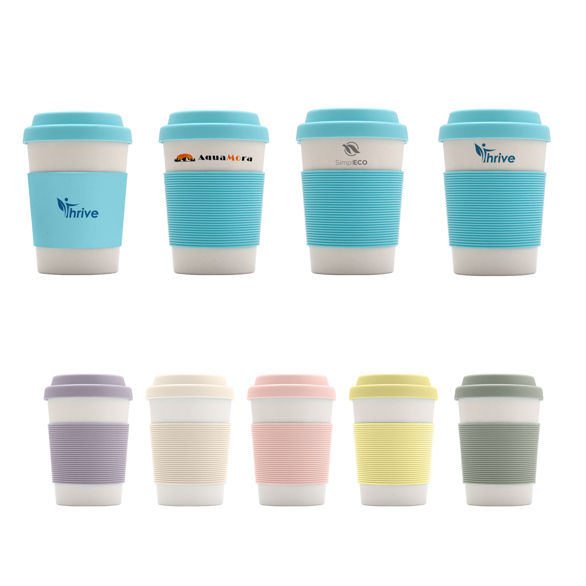 350ML Bamboo Fibre Coffee Cup with Silicone Lid