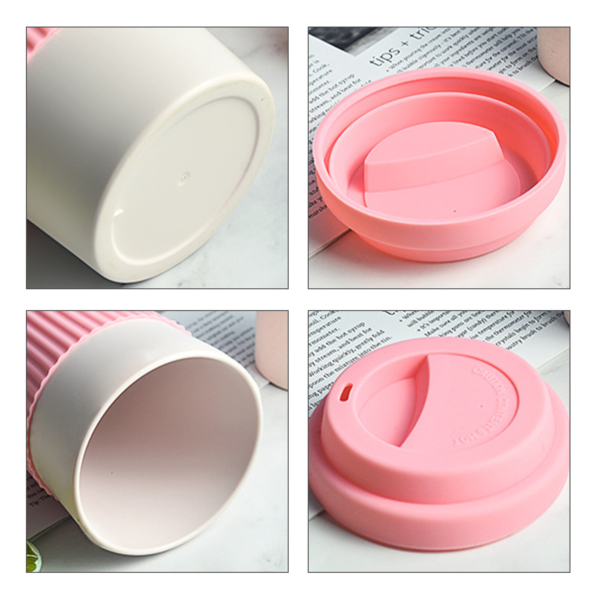 350ML Bamboo Fibre Coffee Cup with Silicone Lid - Image 9