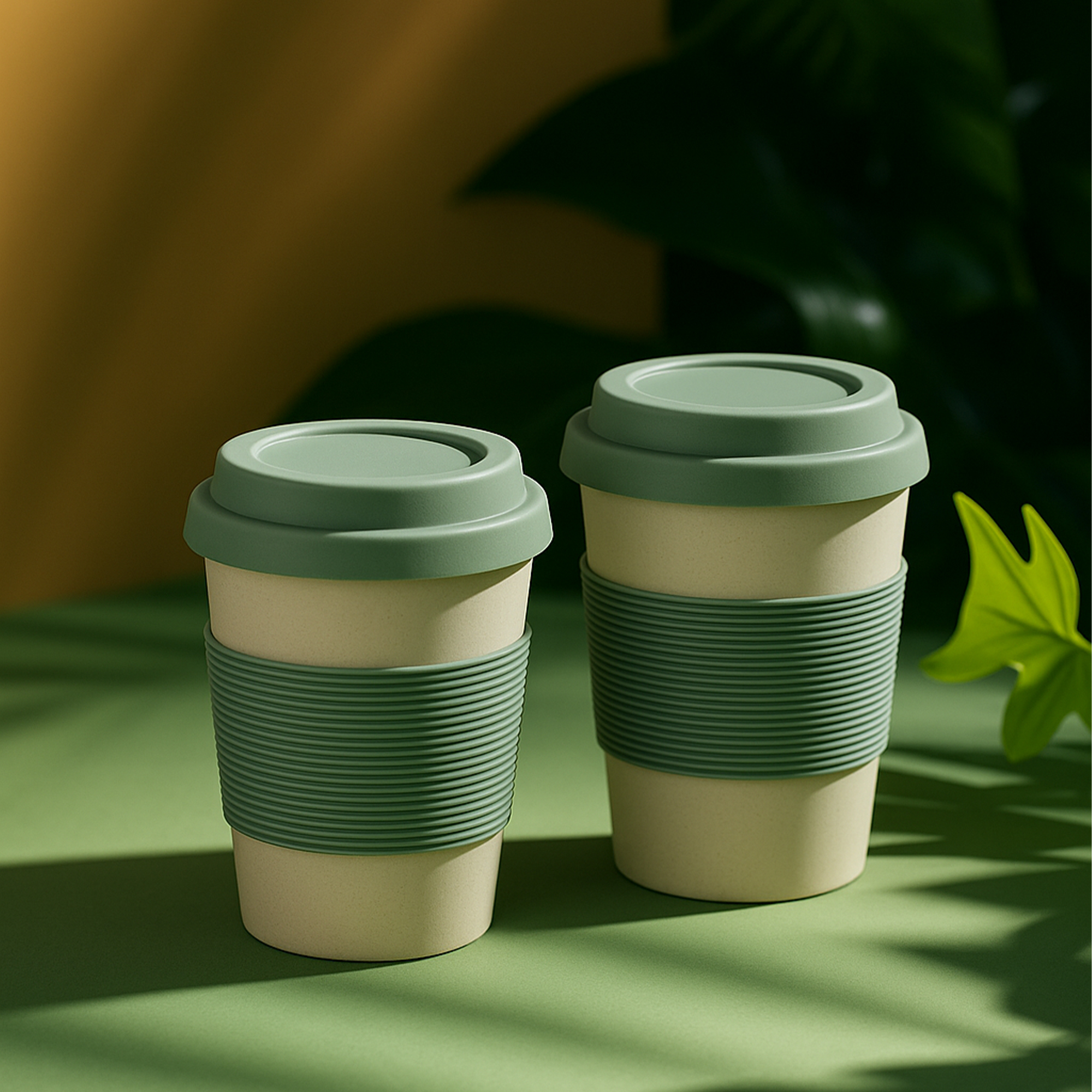 350ML Bamboo Fibre Coffee Cup with Silicone Lid - Image 11