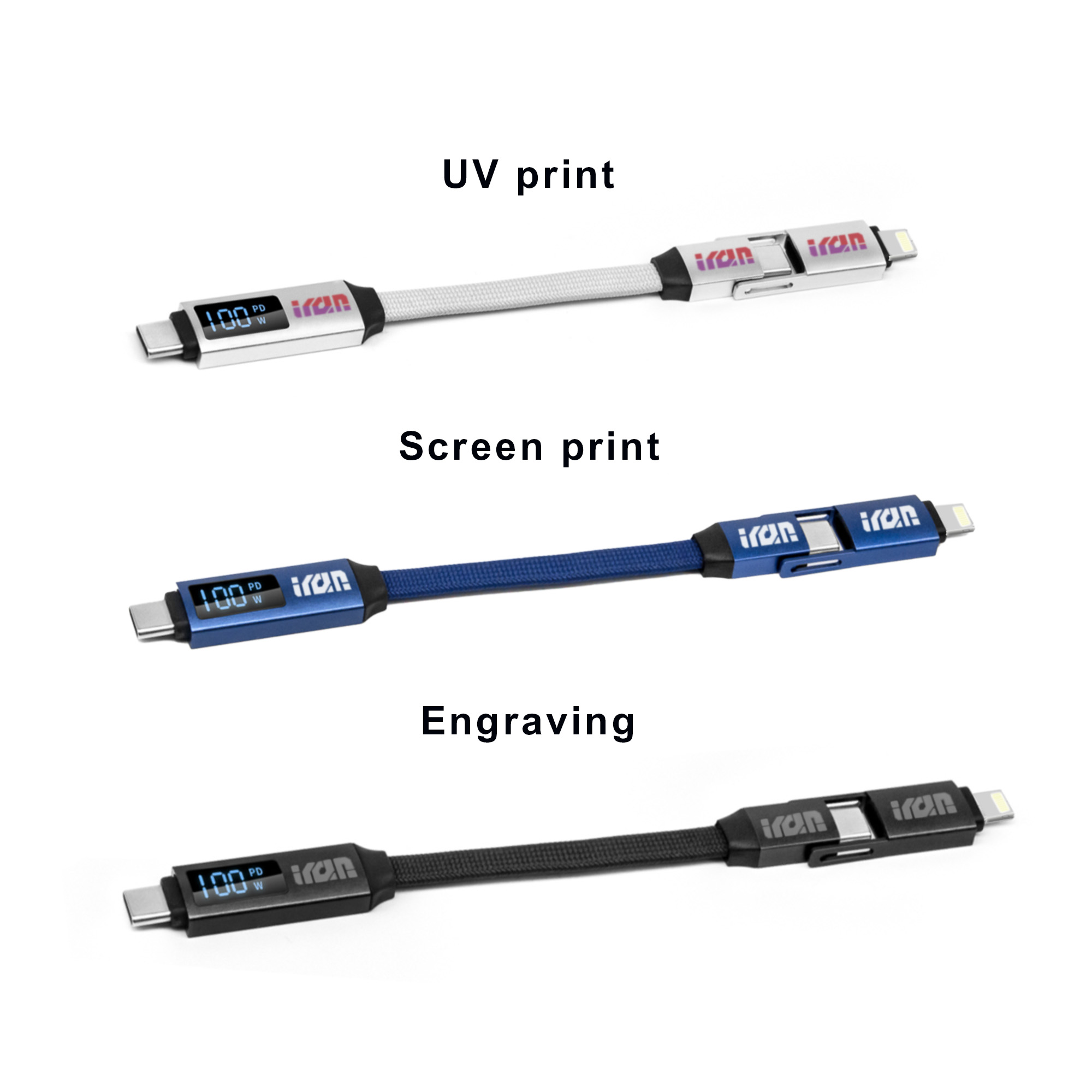 100W 3-In-1 Aluminium Charging Cable with Digital Display - Image 6