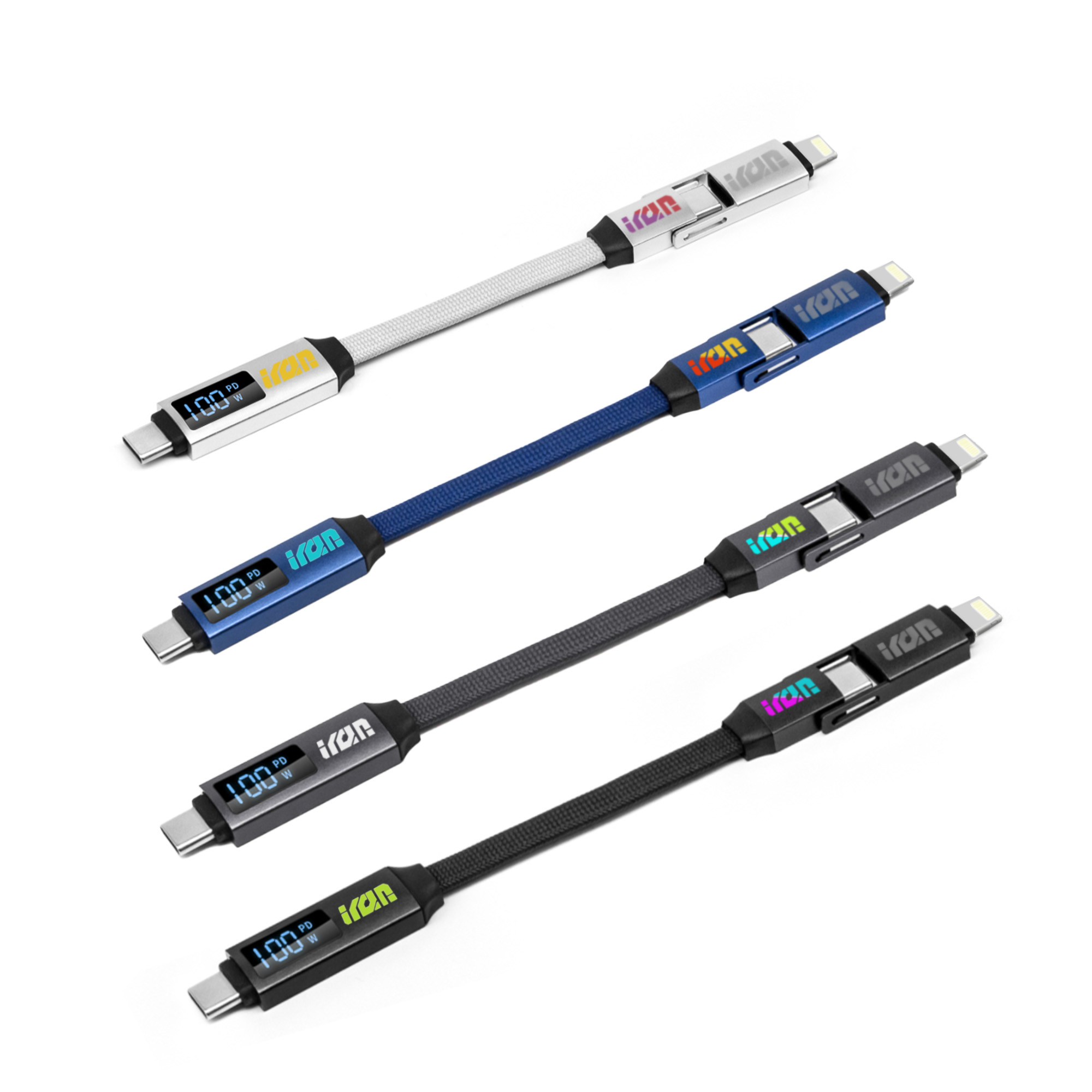 100W 3-In-1 Aluminium Charging Cable with Digital Display