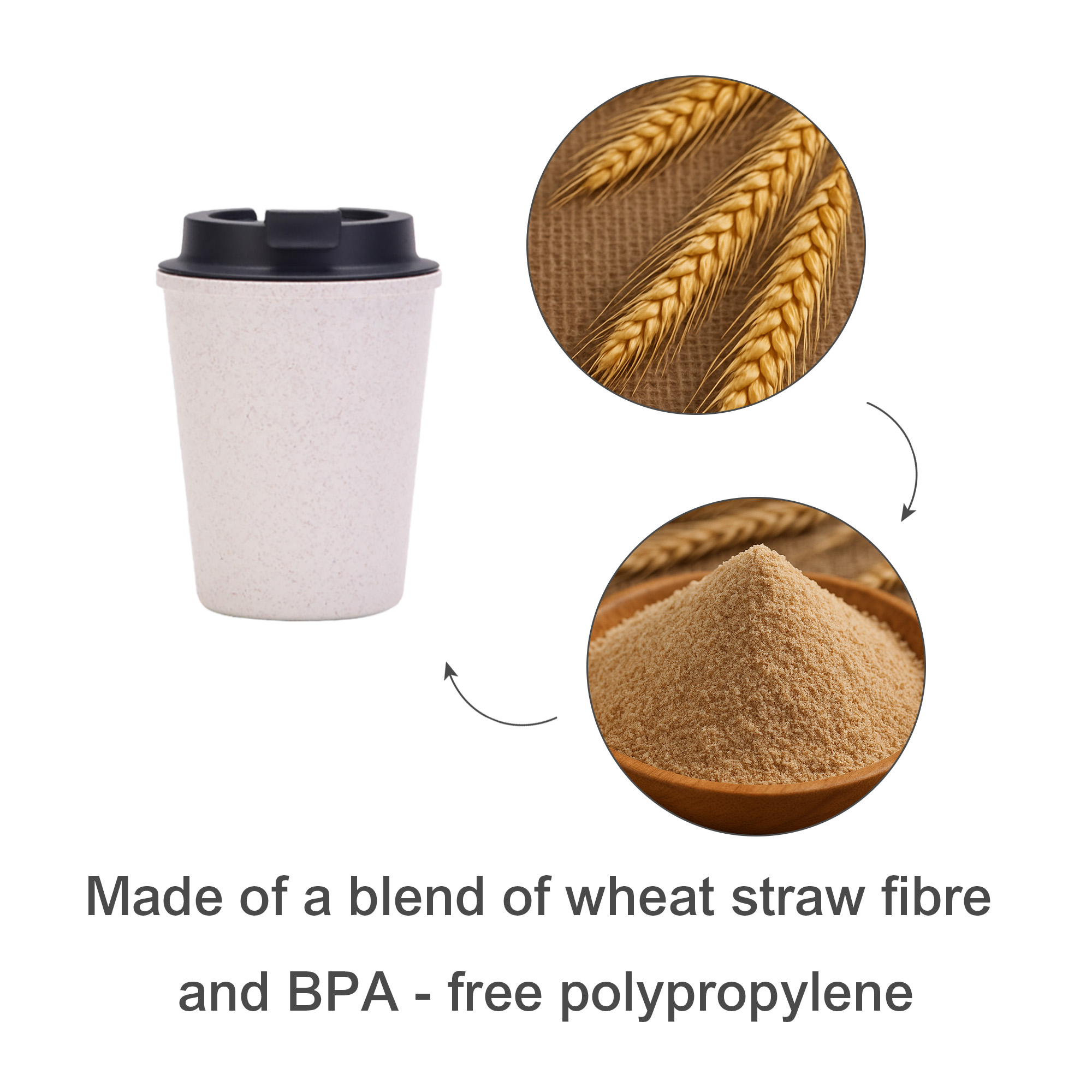 350ML Double Wall Wheat Straw Water Cup with Lid - Image 12