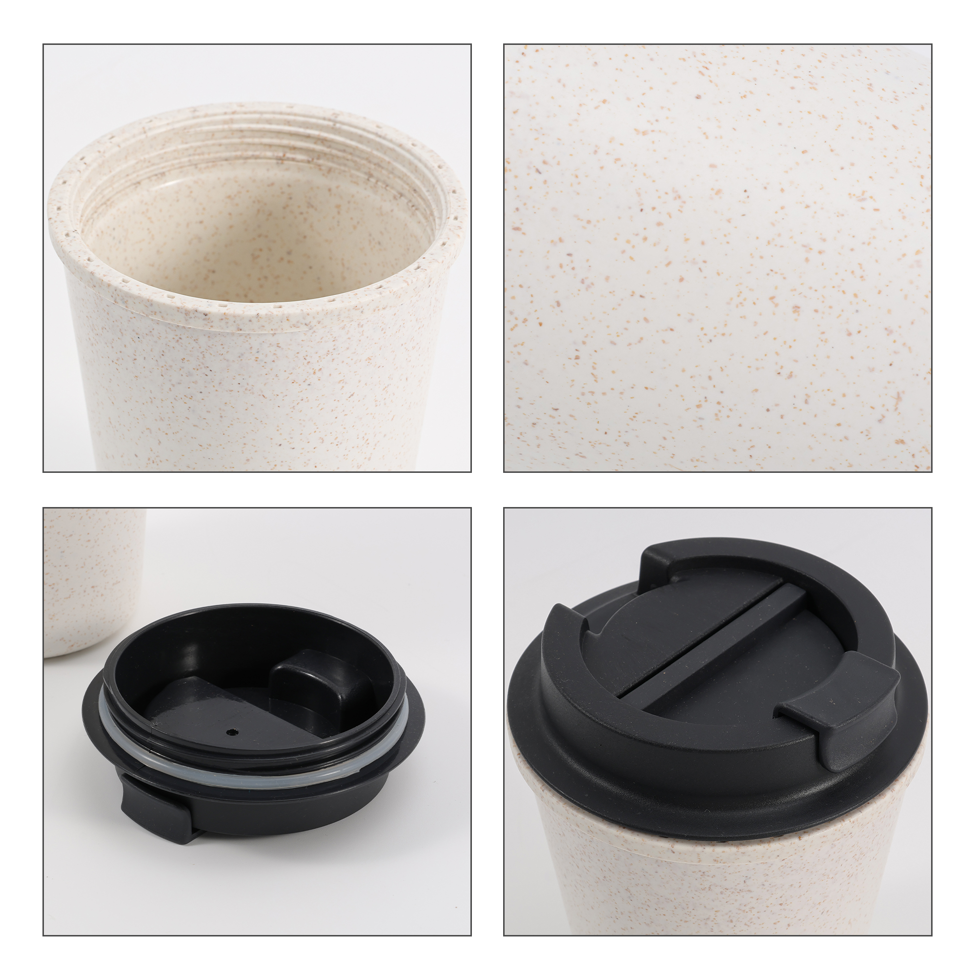 350ML Double Wall Wheat Straw Water Cup with Lid - Image 11