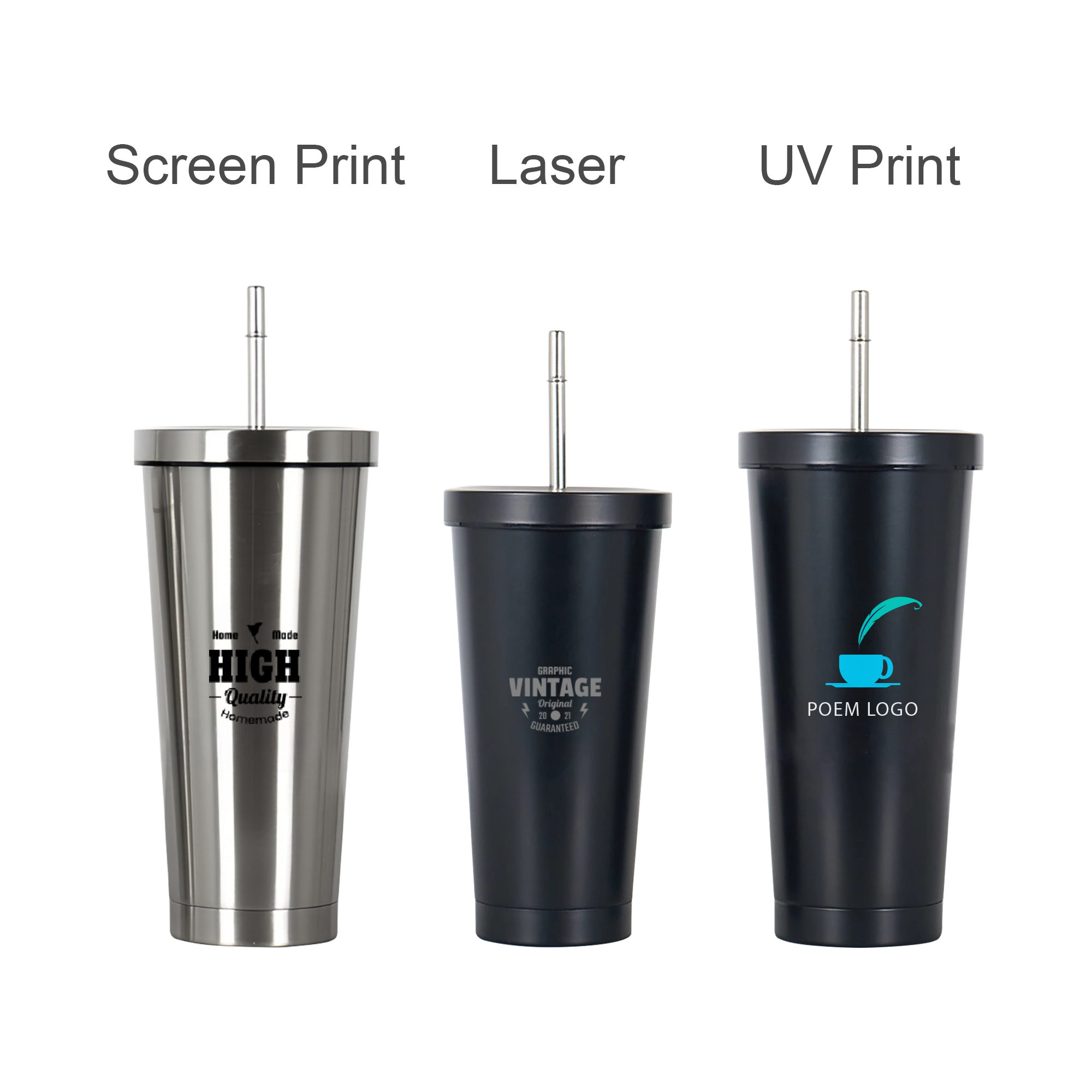 480ML/650ML Double Wall Stainless Steel Tumbler with Straw - Image 10