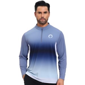 Polyester Spandex Sublimated Stand-Up Collar  1/4 Zip Splicing Long Sleeves Shirt