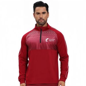 Polyester Spandex Sublimated Stand-Up Collar 1/4 Zip Splicing Raglan Jacket