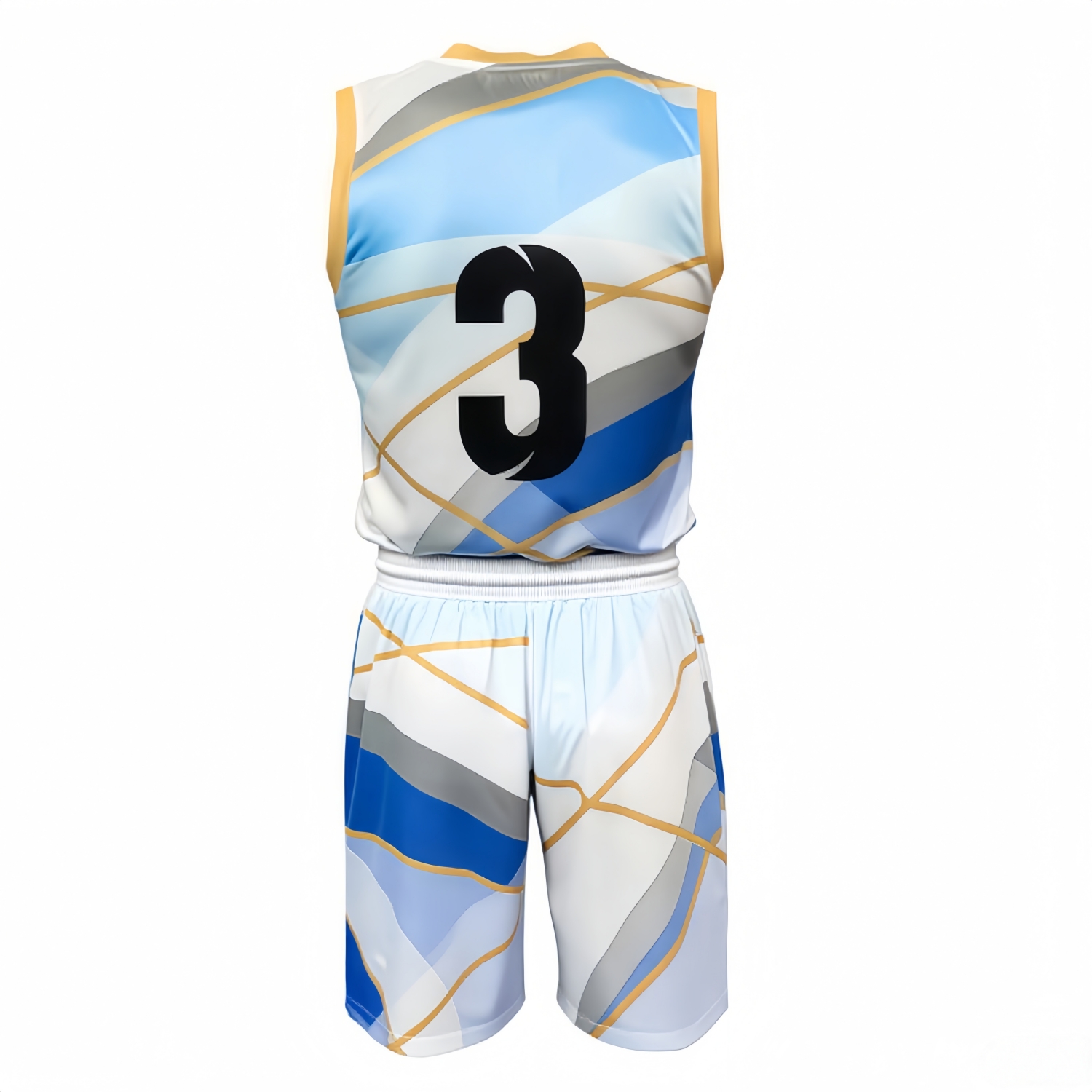 100% Polyester Sublimated Breathable Small V-Neck Sleeveless Sport Jersey - Image 3