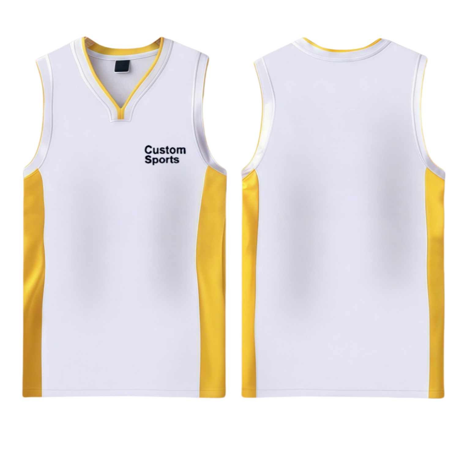 100% Polyester Sublimated Curved V-Neck Sleeveless Sport Jersey - Image 2
