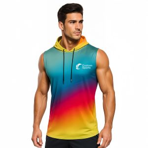 100% Polyester Micro Mesh Sublimated Sleeveless Hoodie