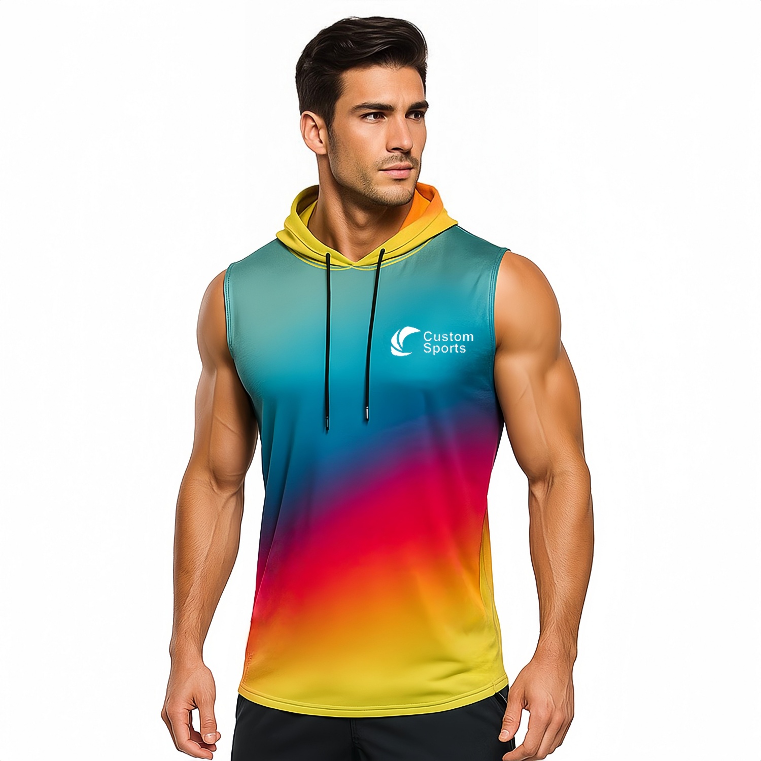 100% Polyester Micro Mesh Sublimated Sleeveless Hoodie