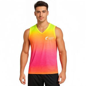 100% Polyester Micro Mesh Sublimated V-Neck Singlet