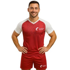 100% Polyester Micro Mesh Sublimated V-Neck Raglan Sport Tee Shirt