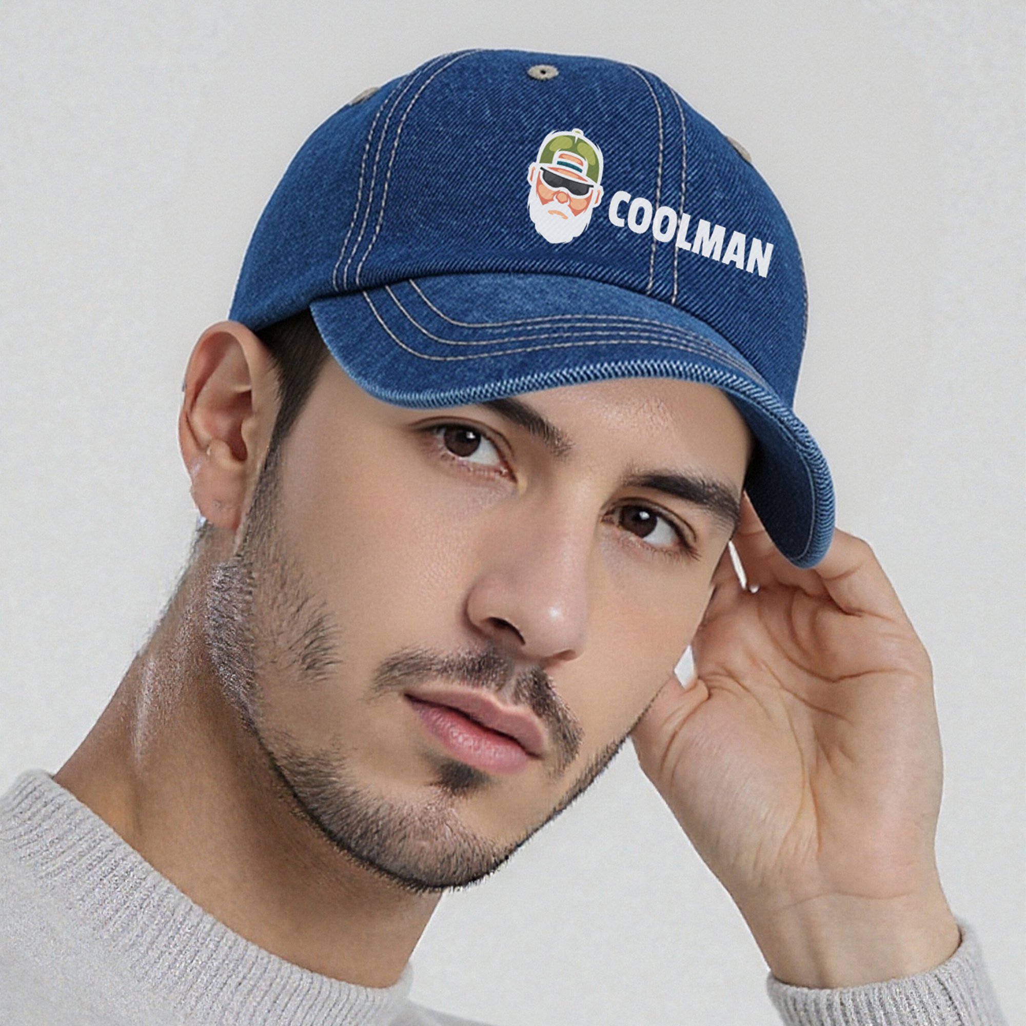 6 Panel Denim Baseball Cap - Image 8