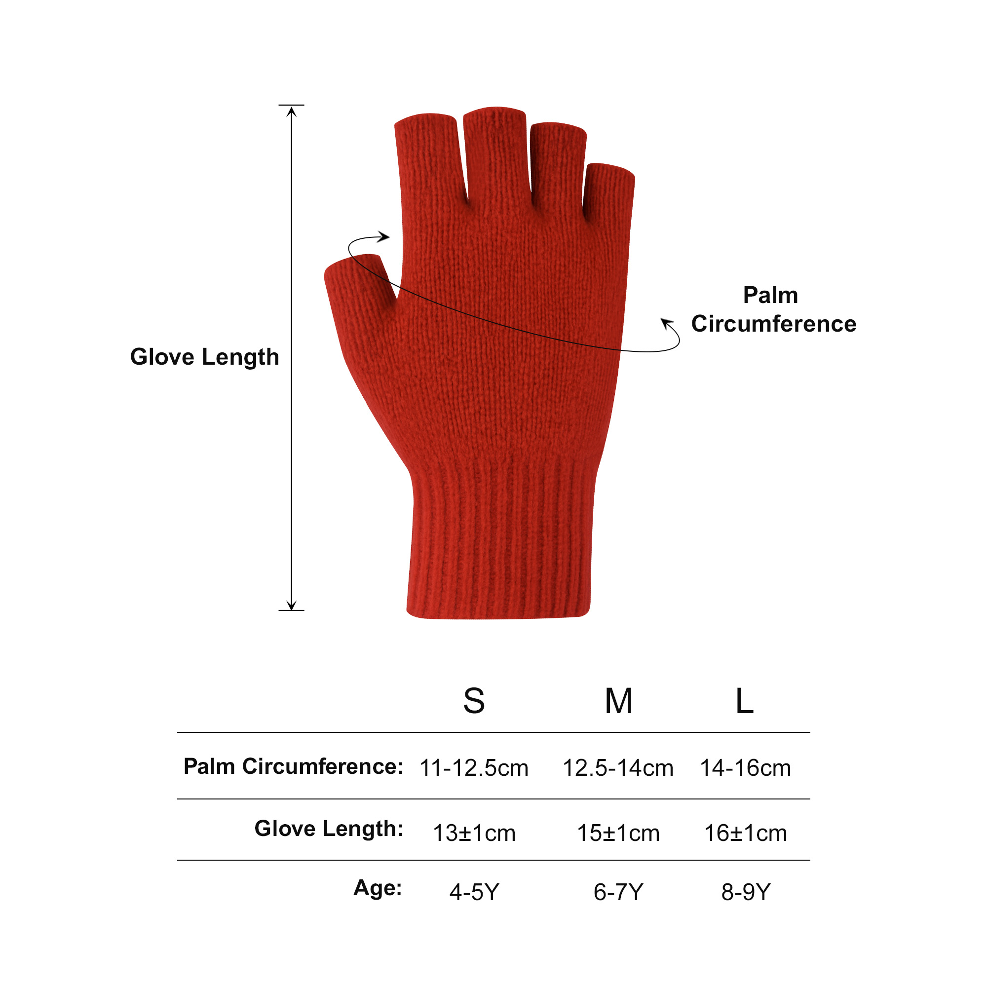 Kids Plain Knitted Fingerless Gloves with Woven Label - Image 17