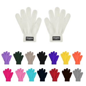 Kids Plain Knitted Gloves with Woven Label