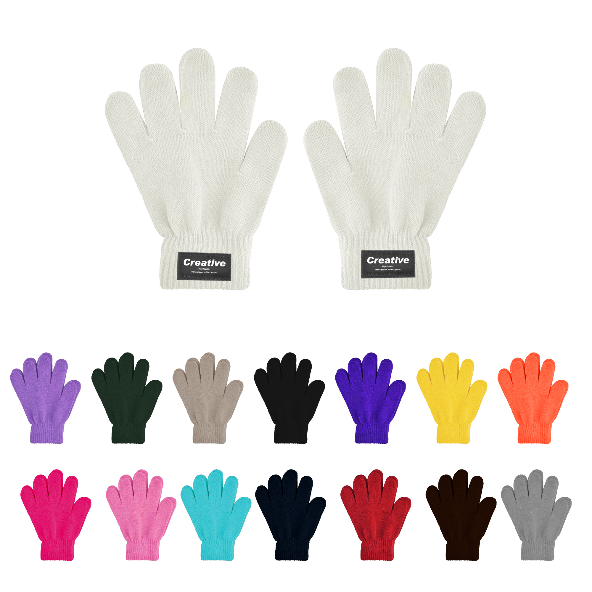 Kids Plain Knitted Gloves with Woven Label