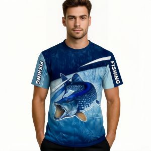 Men's Polyester Spandex Ice Silk Sublimated Sun Protection Fishing T-shirt