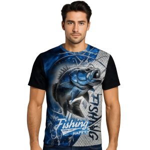 Men's Polyester Spandex Ripstop Sublimated Sun Protection Fishing T-shirt