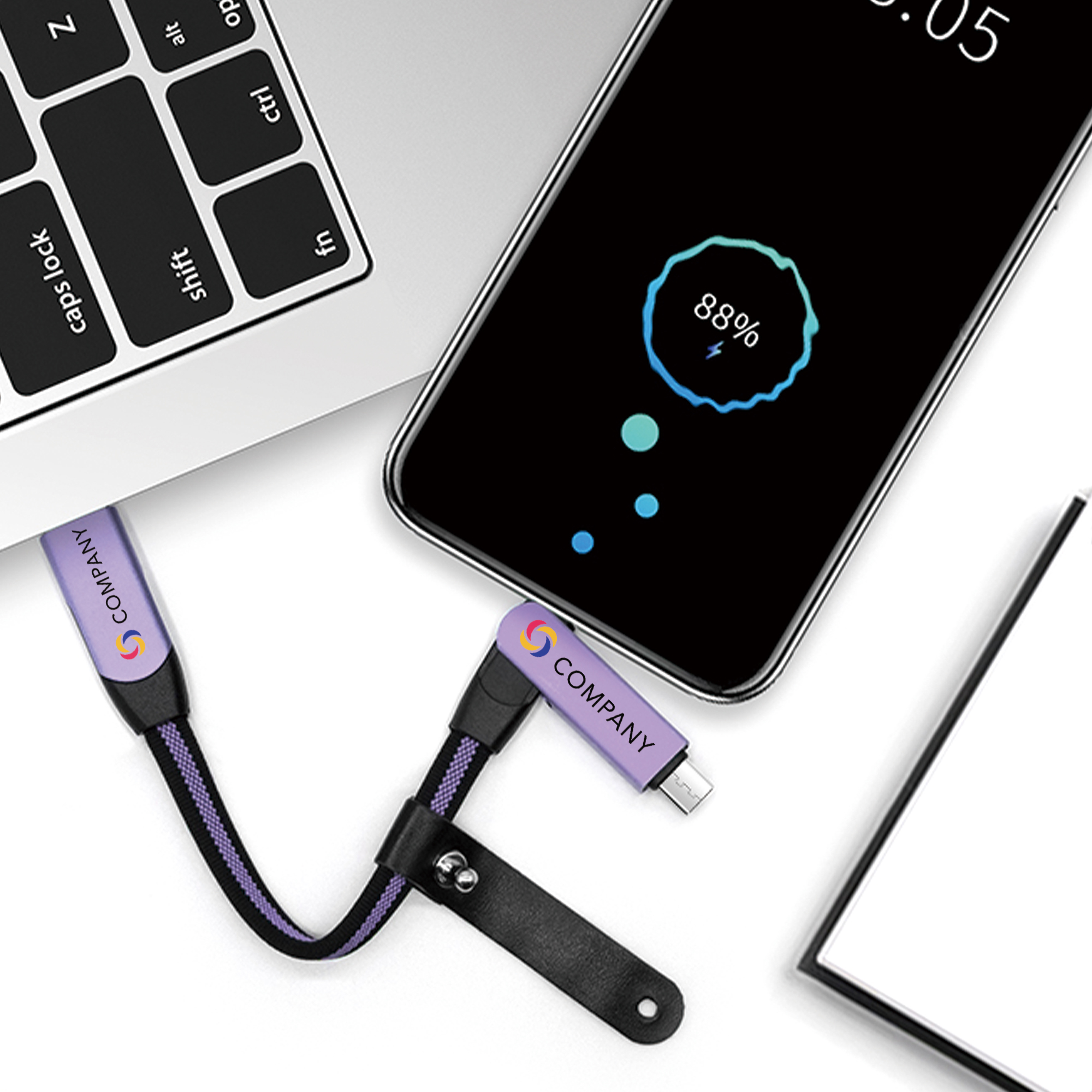 60W 6-in-1 Braided Charging Cable with Keyring - Image 14